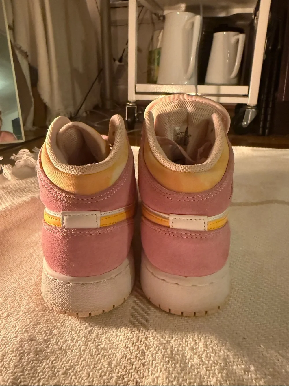 Nike Mid-Top Sneakers in Pink, Yellow & White